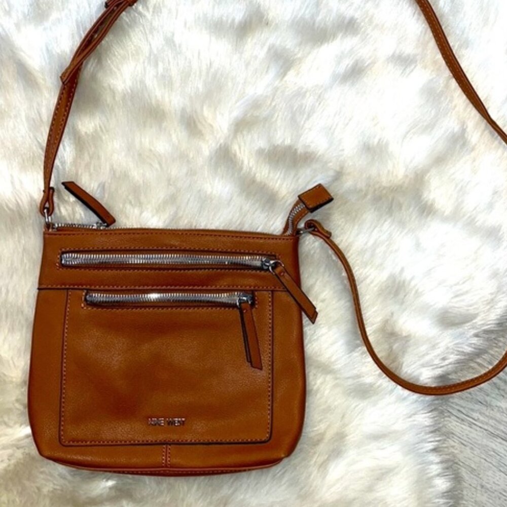 NINE WEST Solid Mocha Brown Crossbody Purse - Picture 1 of 5